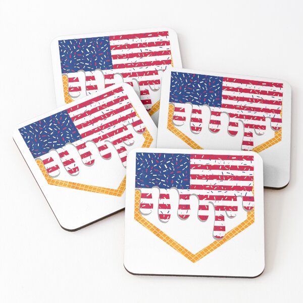 Item preview, 4th of July Baseball Drip Ice Cream Patriotic American Flag T-Shirt designed and sold by Voila-creative.