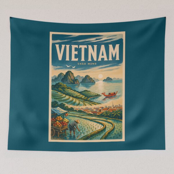 Item preview, Vietnam Culture Illustration Travel Art Vintage designed and sold by KrisSidDesigns.