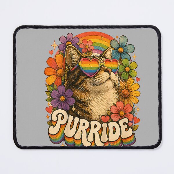Item preview, Funny Gay Pride Purride Cat LGBTQ Floral Rainbow Pride Month designed and sold by GreggRoss.