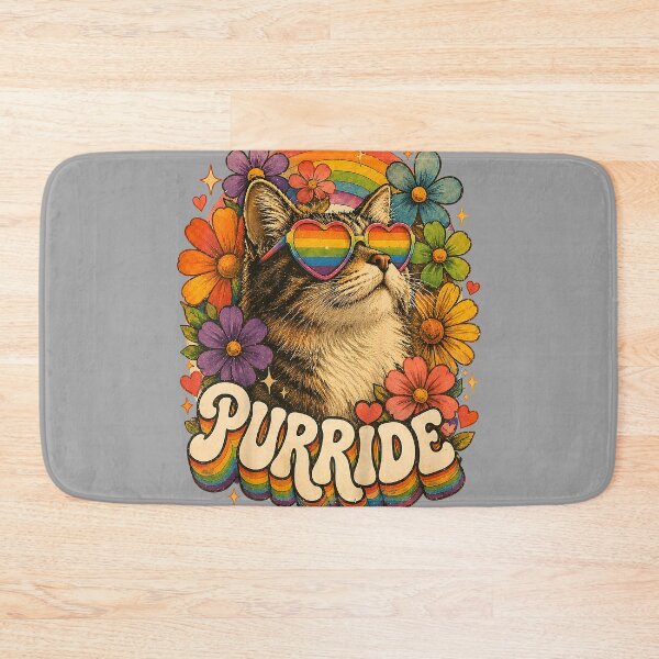 Item preview, Funny Gay Pride Purride Cat LGBTQ Floral Rainbow Pride Month designed and sold by GreggRoss.