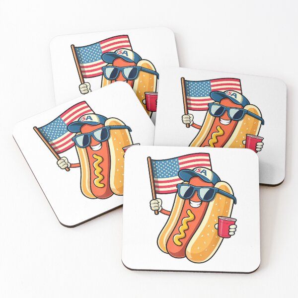 Item preview, 4th of July Hotdog Funny Fourth of July Patriotic USA Flag T-Shirt designed and sold by SavsMerch.