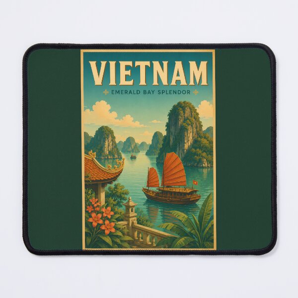 Item preview, Vietnam Ha Long Bay Illustration Travel Art Vintage designed and sold by KrisSidDesigns.