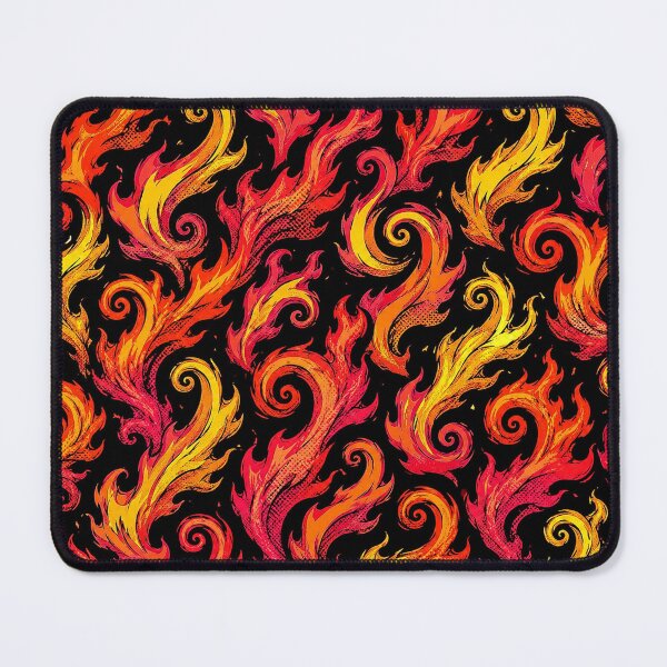 Item preview, Swirly Pop Art Flames Fire Pattern on Black designed and sold by BeJolley.