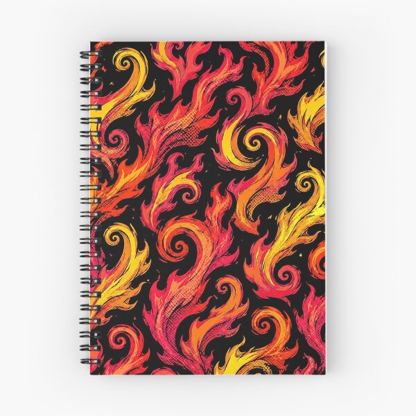 Item preview, Swirly Pop Art Flames Fire Pattern on Black designed and sold by BeJolley.