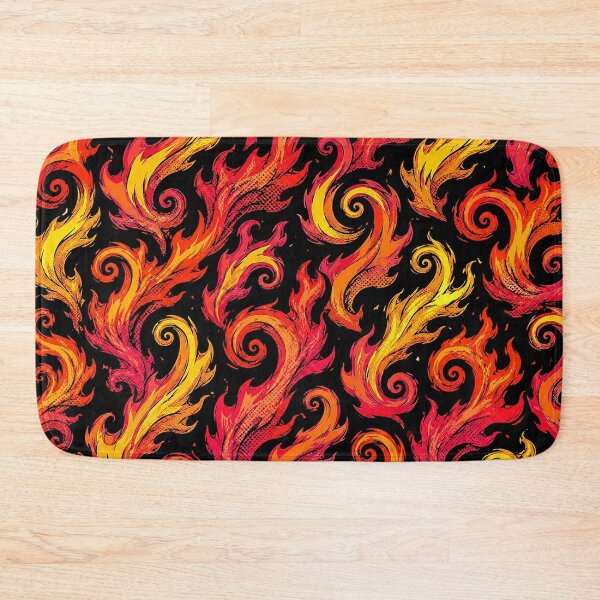 Item preview, Swirly Pop Art Flames Fire Pattern on Black designed and sold by BeJolley.
