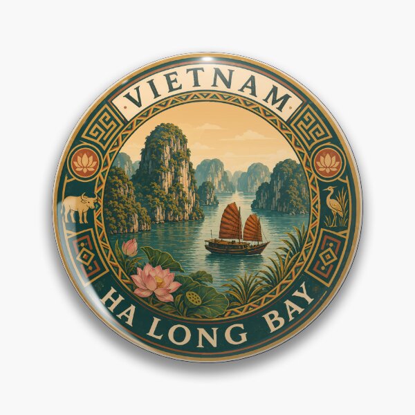 Item preview, Vietnam Illustration Travel Art Badge designed and sold by KrisSidDesigns.