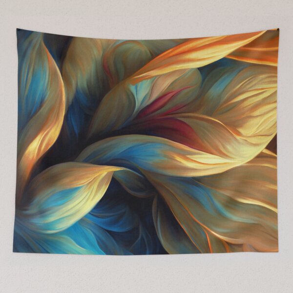 Item preview, Blue And Yellow Golden Floral Volute Abstract Swirls  designed and sold by DEC02.