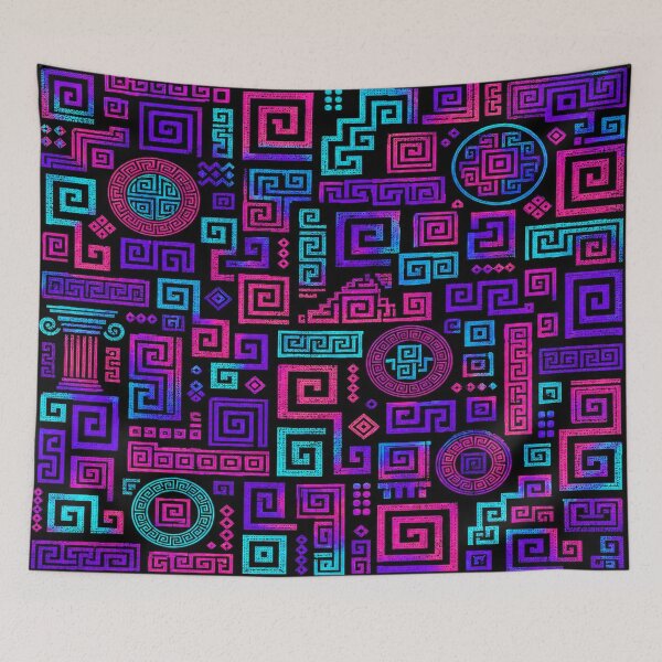 Item preview, Ancient Greek Spiral Pop Art Pattern on Black designed and sold by BeJolley.
