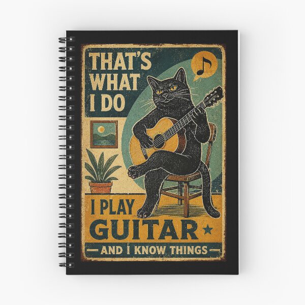 Item preview, Black Cat Playing Guitar Vintage Musician Humor Poster Style designed and sold by eliramaison.