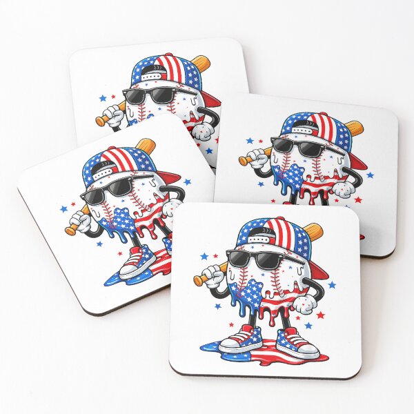 Item preview, Baseball Drip Ice Cream Boys 4th of July American USA Flag T-Shirt designed and sold by rawr00.