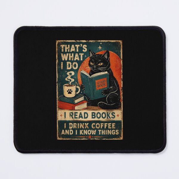 Item preview, Black Cat Reading Books and Coffee Vintage Literary designed and sold by eliramaison.