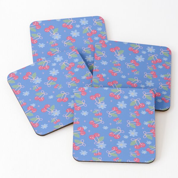 Item preview, Preppy Red Cherries & Flowers designed and sold by SaltedBeachPaperie.