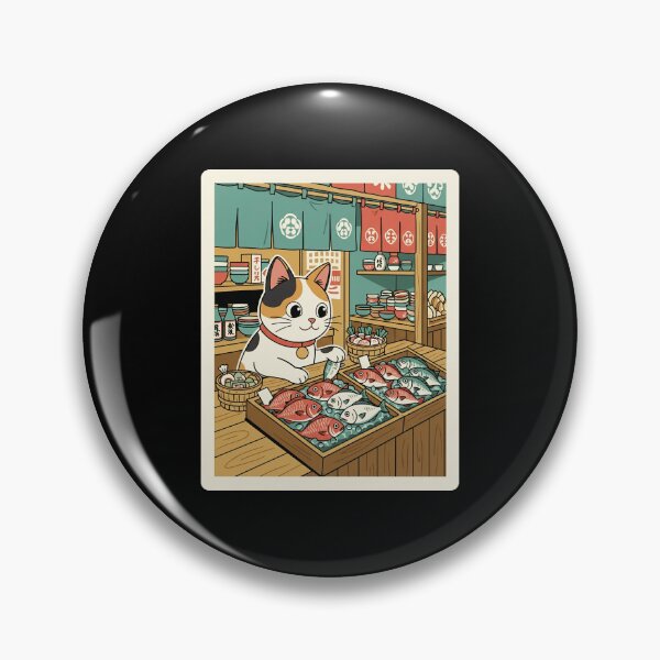 Item preview, Cozy Market Cat Watching Fresh Fish at Neighborhood Stall designed and sold by JordynLadukeg65.