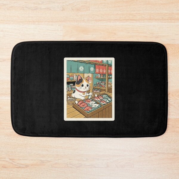 Item preview, Cozy Market Cat Watching Fresh Fish at Neighborhood Stall designed and sold by JordynLadukeg65.