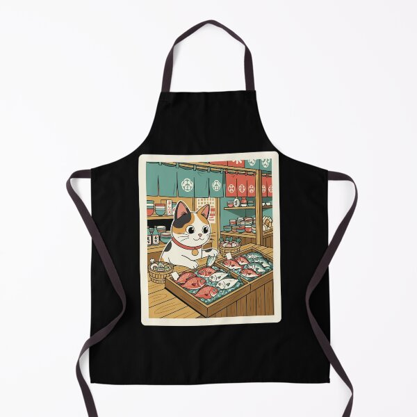 Item preview, Cozy Market Cat Watching Fresh Fish at Neighborhood Stall designed and sold by JordynLadukeg65.