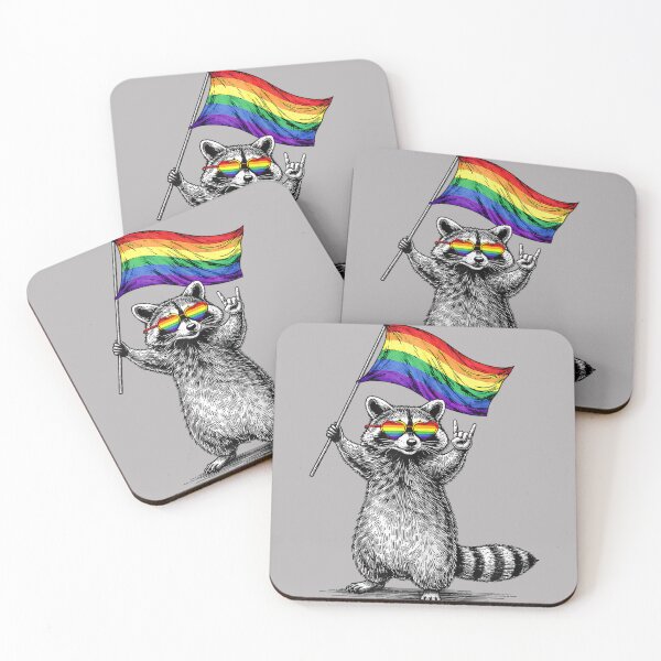 Item preview, Funny LGBT Ally Raccoon Holding A Rainbow Flag LGBT Support designed and sold by GreggRoss.