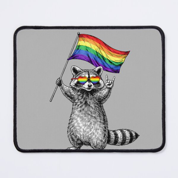 Item preview, Funny LGBT Ally Raccoon Holding A Rainbow Flag LGBT Support designed and sold by GreggRoss.