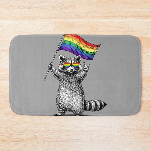 Item preview, Funny LGBT Ally Raccoon Holding A Rainbow Flag LGBT Support designed and sold by GreggRoss.