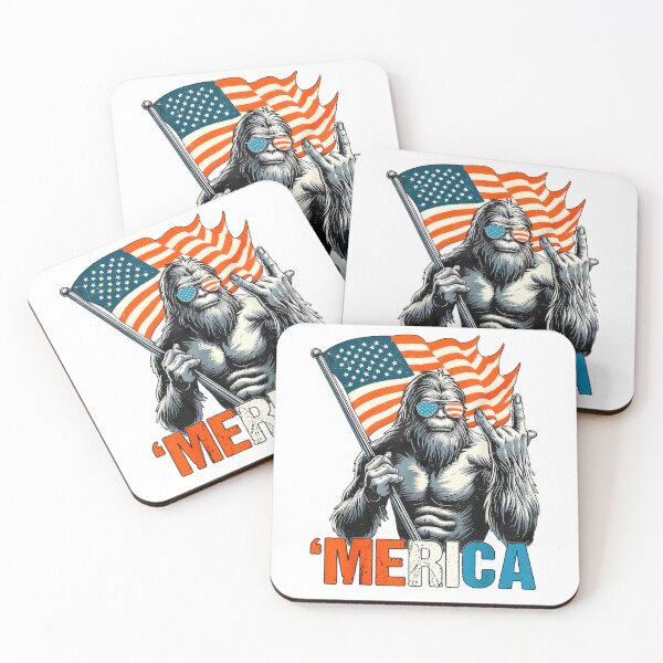 Item preview, Bigfoot Merica Rock American Flag Patriotic 4th of July T-Shirt designed and sold by ‘Nothing Scares Me’ Store.