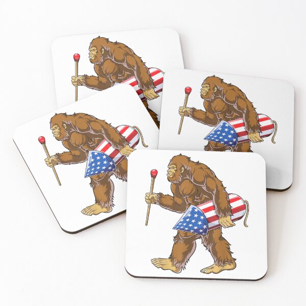 Item preview, Bigfoot Fireworks 4th of July Men Sasquatch American Flag US T-Shirt designed and sold by Voila-creative.