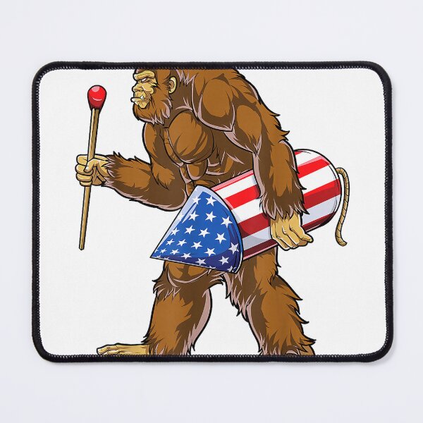 Item preview, Bigfoot Fireworks 4th of July Men Sasquatch American Flag US T-Shirt designed and sold by Voila-creative.