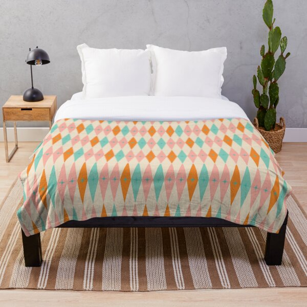 Item preview, Retro 1950s Mid Century Modern Pink Aqua Orange Starburst Geometric designed and sold by RetroMaggie.
