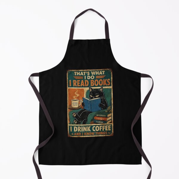 Item preview, Vintage Black Cat Reading Books with Coffee Cozy Bookworm designed and sold by eliramaison.