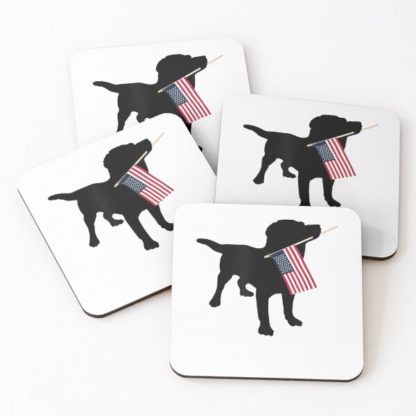 Item preview, Black Lab Dog Holding July 4th Patriotic USA Flag T-Shirt T-Shirt designed and sold by DArtfulStudio.