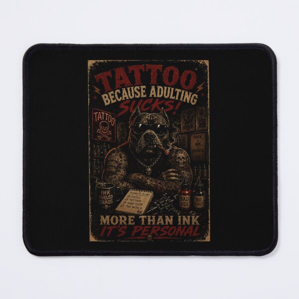 Item preview, Grunge Tattoo Bulldog Portrait with Dark Ink Shop Atmosphere designed and sold by Modaozushi216.
