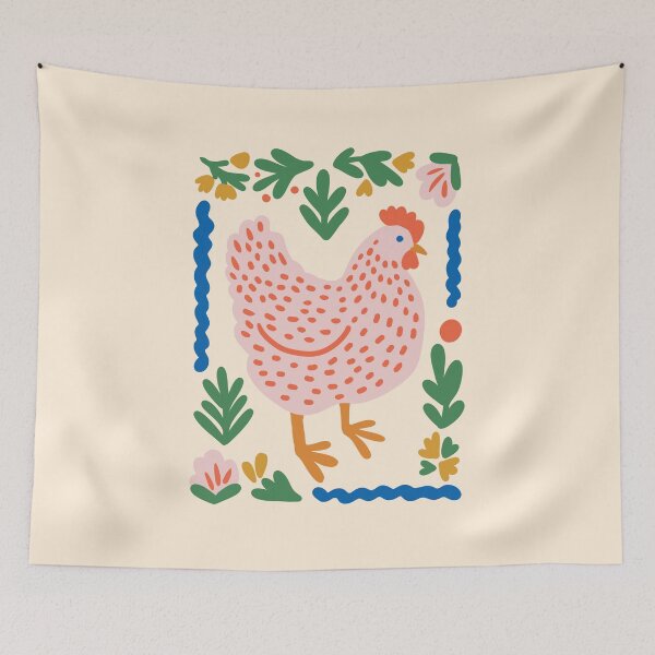 Item preview, Cute Chicken Cottage Nordic Folk Illustration designed and sold by soheedesigns.