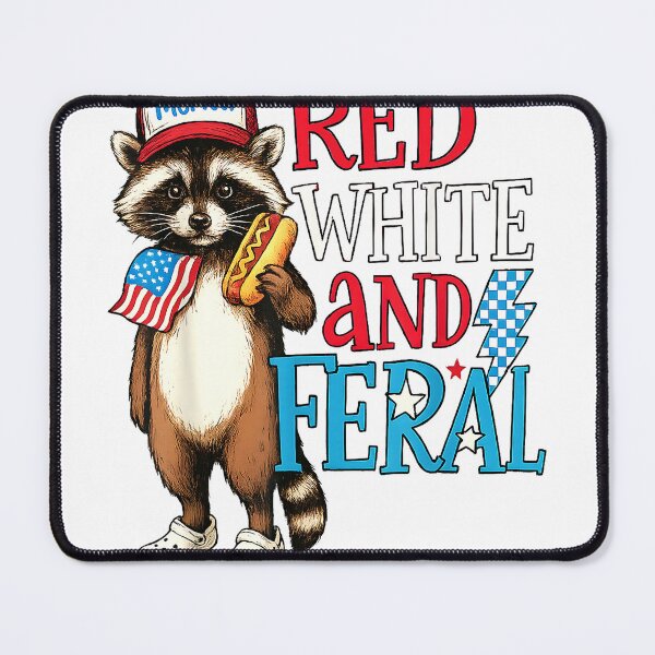 Item preview, Funny Raccoon 4th of July Patriotic Cute Red White and Feral T-Shirt designed and sold by RKdrawings.