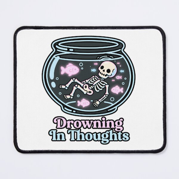 Item preview, Skeleton Floating Inside Fishbowl With Pink Glowing Fish And Drowning designed and sold by MisteryDesigner.