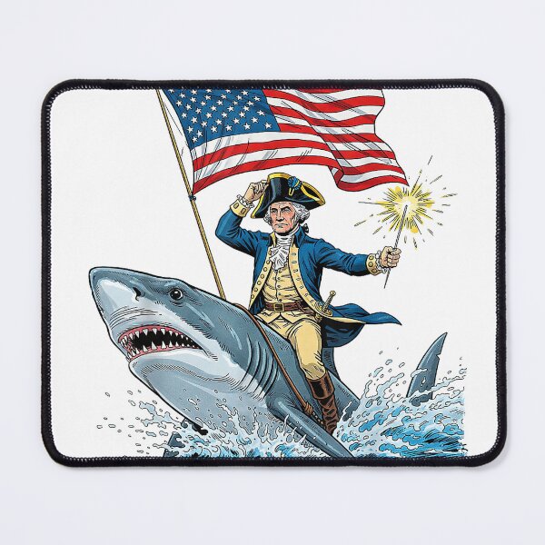 Item preview, George Washington Riding Shark Funny July 4th American Flag T-Shirt designed and sold by kevincuellar.