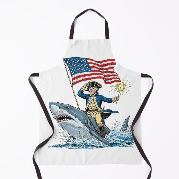 Item preview, George Washington Riding Shark Funny July 4th American Flag T-Shirt designed and sold by kevincuellar.