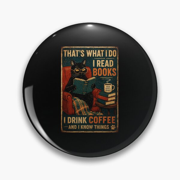Item preview, Black Cat Reading Books and Coffee Vintage Reader Humor designed and sold by eliramaison.