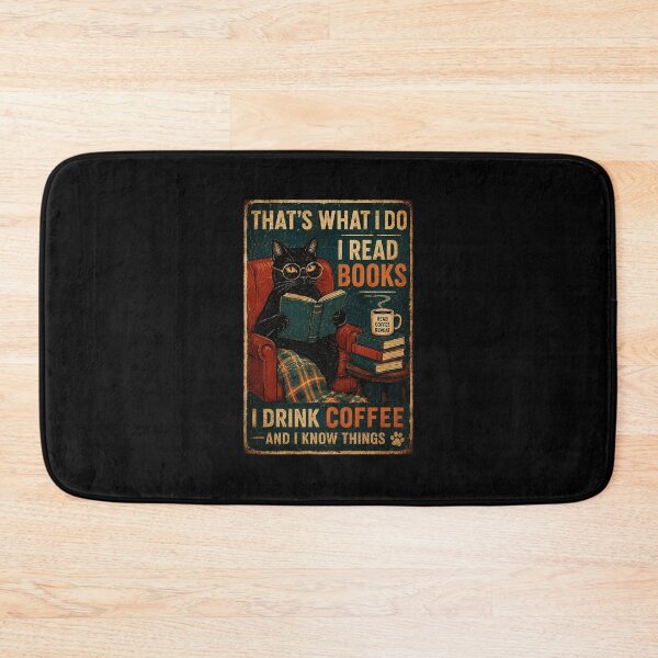 Item preview, Black Cat Reading Books and Coffee Vintage Reader Humor designed and sold by eliramaison.