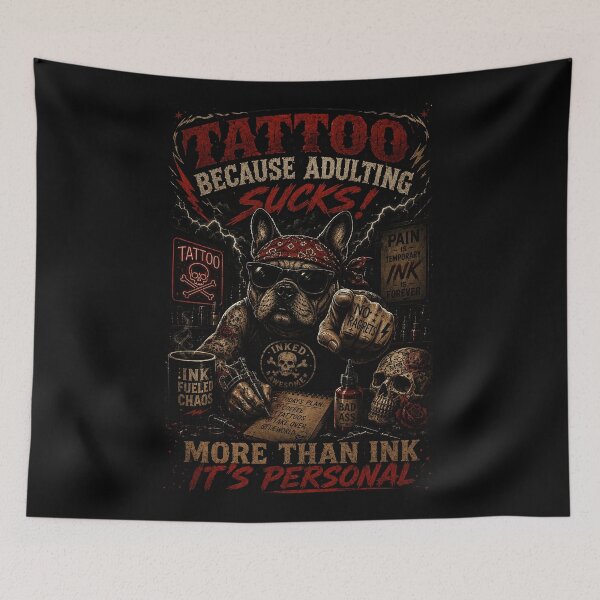 Item preview, Rebel French Bulldog Tattoo with Vintage Biker Attitude designed and sold by Modaozushi216.