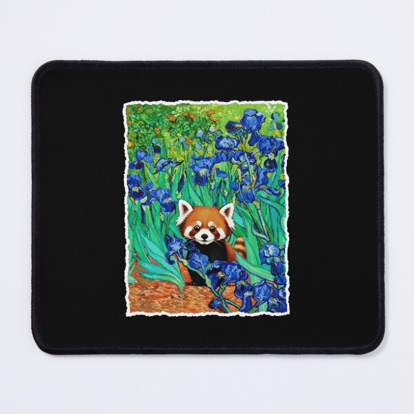 Item preview, Red Panda Among Blue Iris Flowers Painterly Nature Illustration designed and sold by JordynLadukeg65.
