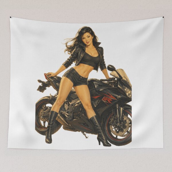 Item preview, Retro Biker Pinup Girl – Vintage Motorcycle Babe Rockabilly Style designed and sold by Cosplayvintage.