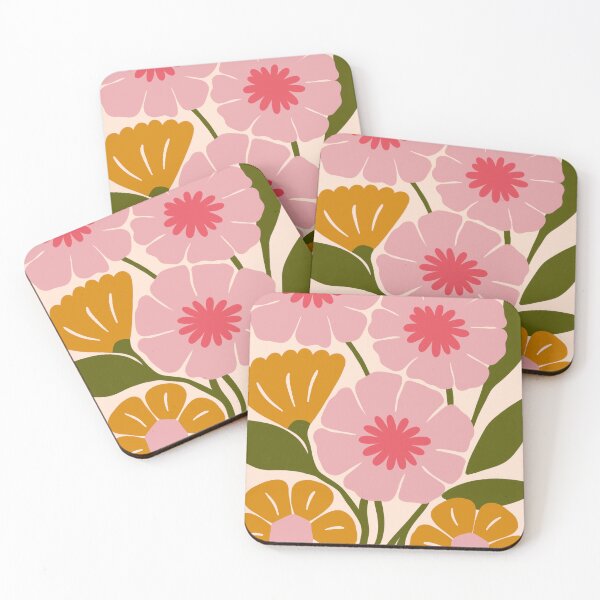 Item preview, Retro Pink Yellow Flowers designed and sold by soheedesigns.