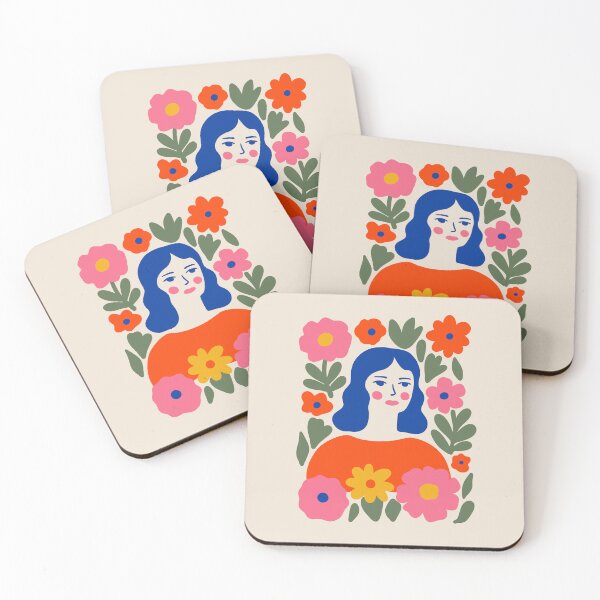 Item preview, Woman with Flowers Cottage Core Folk designed and sold by soheedesigns.