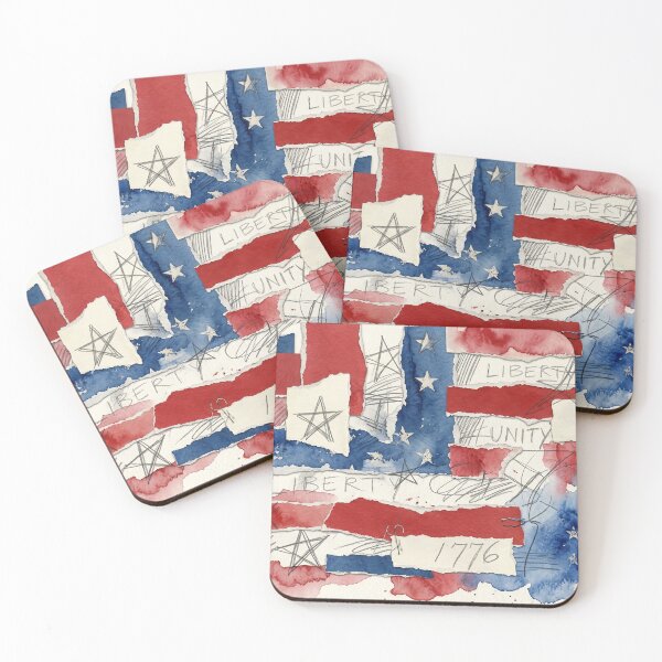 Item preview, Stars and Stripes Watercolor Collage designed and sold by LibertyForge-Co.