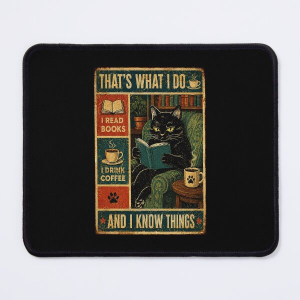 Item preview, Vintage Black Cat Book Lover Coffee Reading Nook designed and sold by eliramaison.