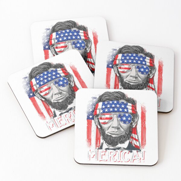 Item preview, Lincoln 4th of July Merica Abe Boys Men Women American Flag T-Shirt designed and sold by RKdrawings.