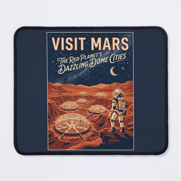 Item preview, Visit Mars Retro NASA Travel Poster Dome Cities designed and sold by RetroRewind Studio.