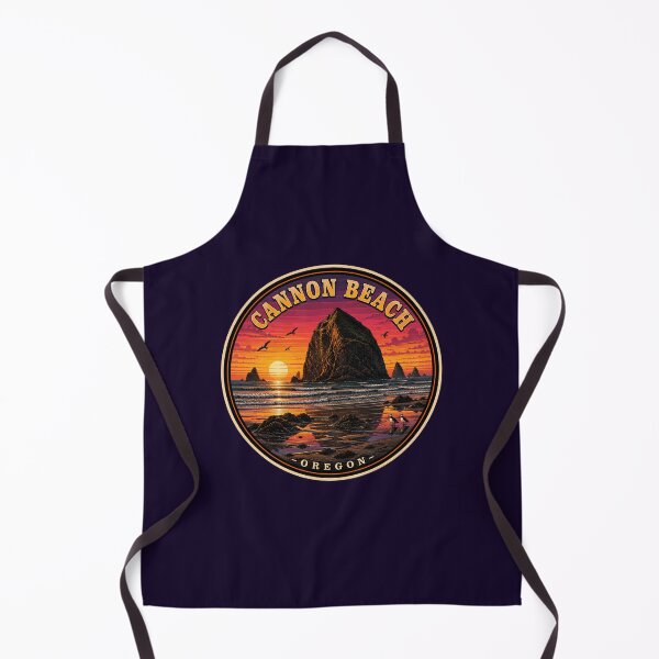 Item preview, Cannon Beach Oregon Sunset Badge / Haystack Rock Retro Coastal Sticker designed and sold by Swanny's Custom T-shirt and Gift Designs.