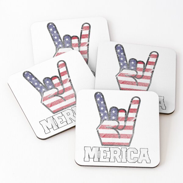 Item preview, Merica Rock Sign 4th of July Vintage American Flag Retro USA T-Shirt Small designed and sold by gidget-gadget.