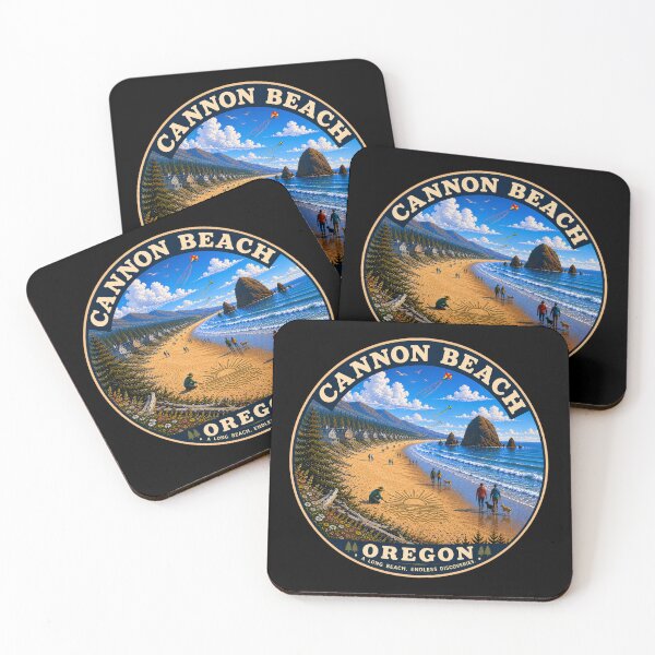 Item preview, Cannon Beach Oregon Coastal Badge | Haystack Rock Dusk Travel Sticker designed and sold by Swanny's Custom T-shirt and Gift Designs.