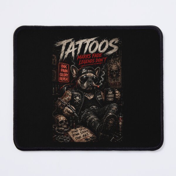 Item preview, Vintage Tattoo Bulldog Biker with Dark Rebel Energy designed and sold by Modaozushi216.