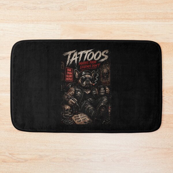 Item preview, Vintage Tattoo Bulldog Biker with Dark Rebel Energy designed and sold by Modaozushi216.